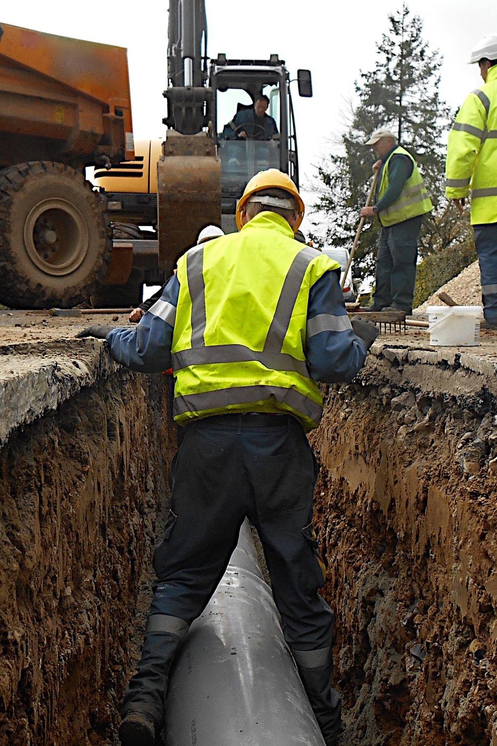 Nord-pas,De,Calais/france-october,30,2013:,Installation,Of,A,Storm,Drain